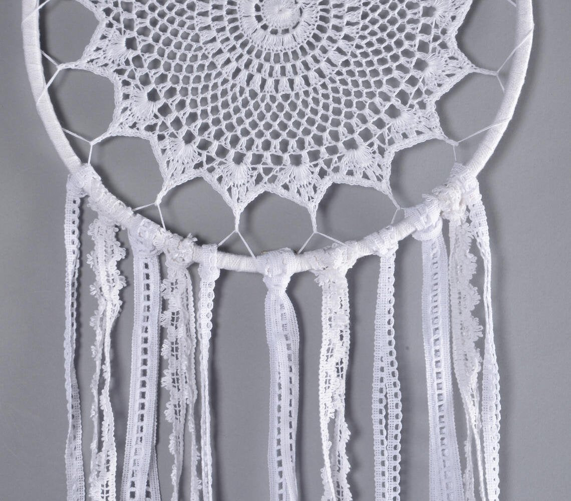 Fringed Crochet Ivory Dreamcatcher