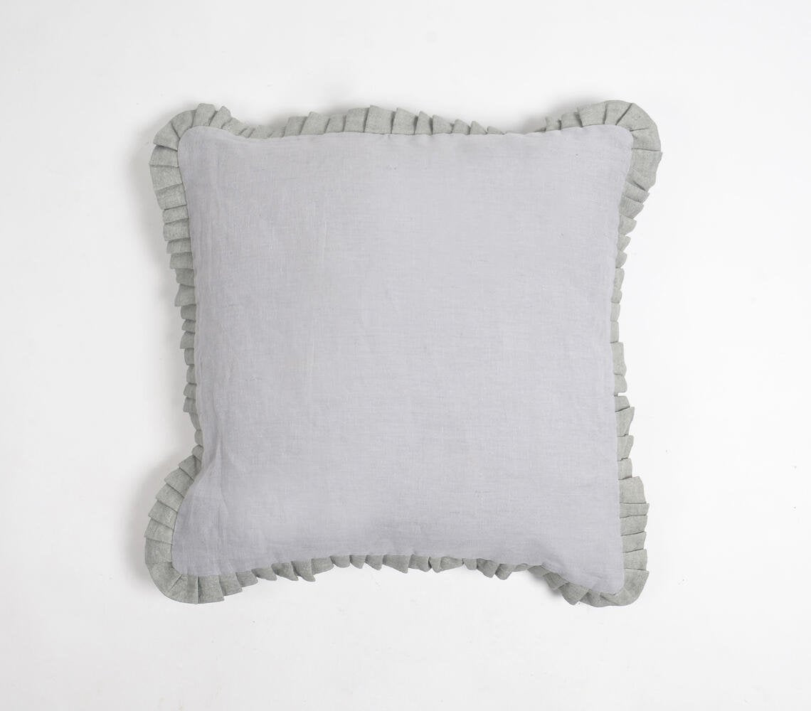 Dyed Monotone Grey Cotton Linen Cushion Cover, 18 x 18 inches