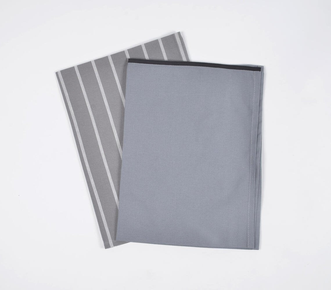 Stripes & Solids Grey Kitchen Towels (Set of 2)