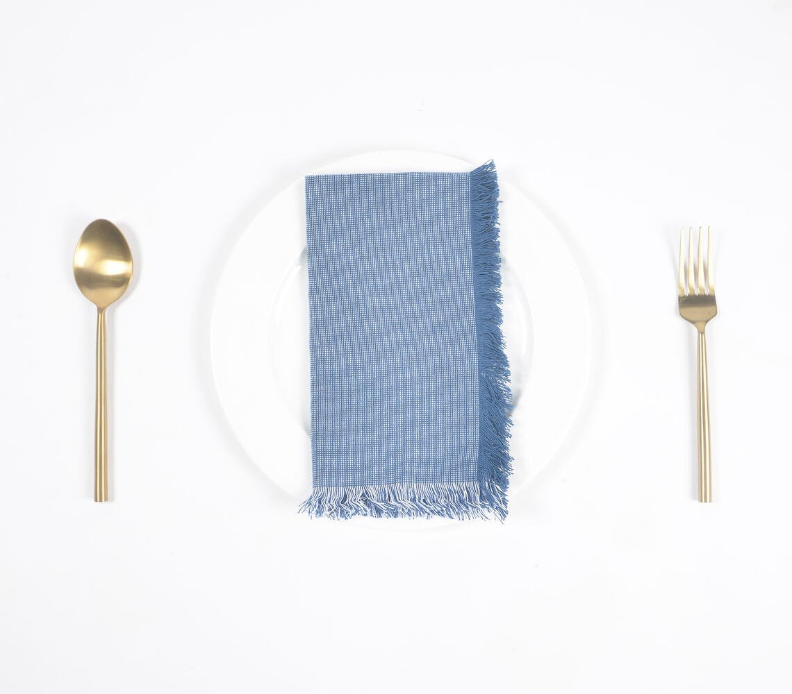 Set of 4 - Fringe Borders Navy Napkins