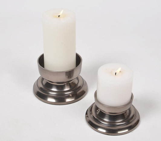 Lacquered Aluminium Candle Stands (set of 2)