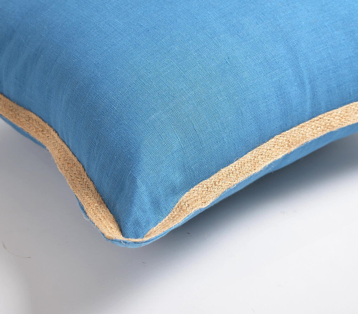 Jute Border Blue Cushion cover