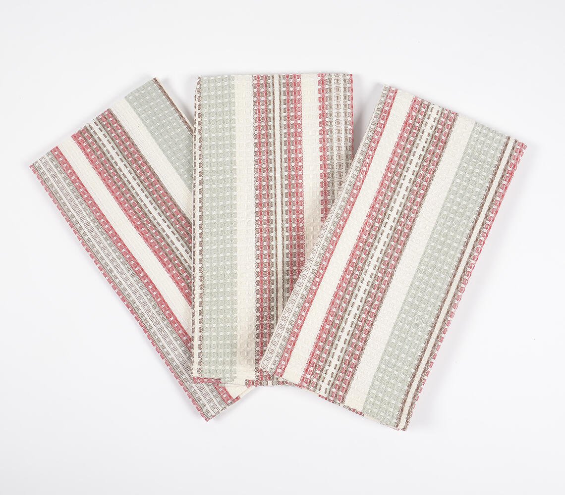 Yarn-Dyed Cotton Waffle Kitchen Towels (set of 3)