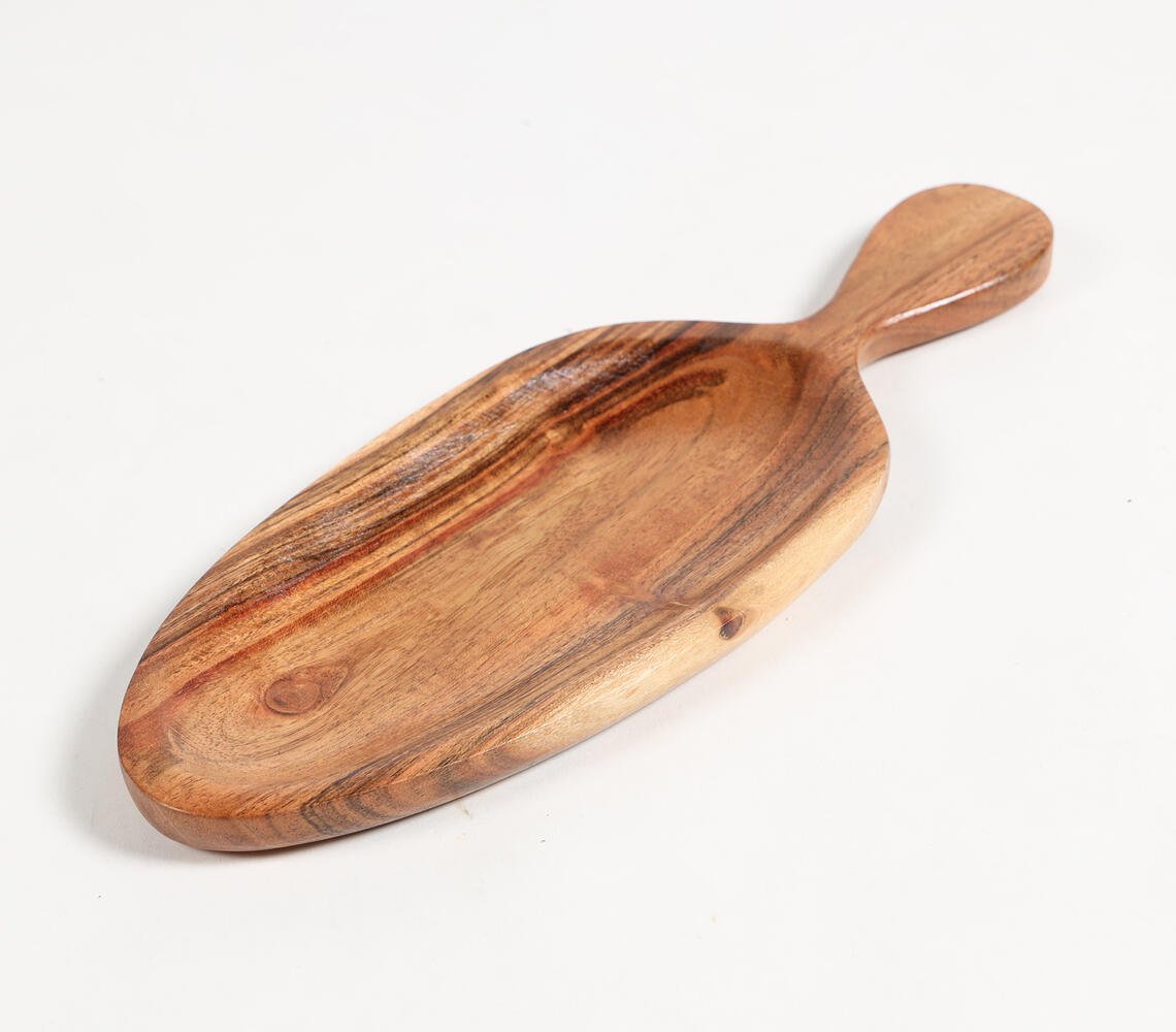 Hand Carved Acacia Wood Snack Platter