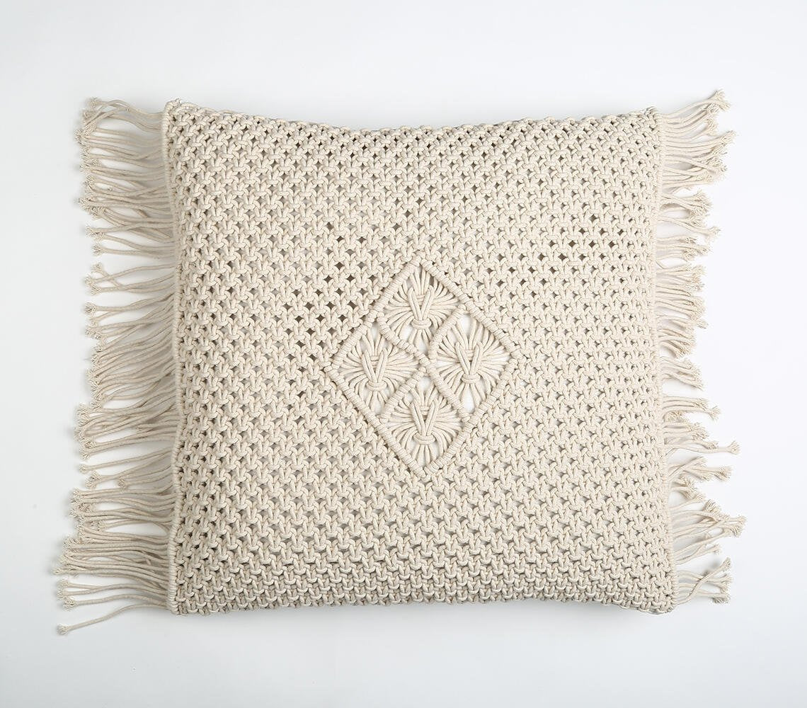 Diamond Macrame Fringed Cushion cover