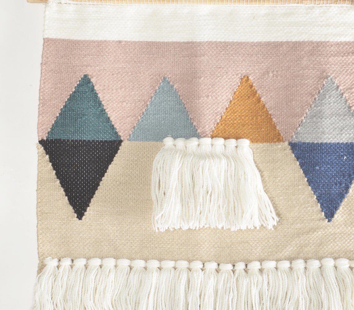 Handwoven & Tufted Geometric Fringed Wall Hanging