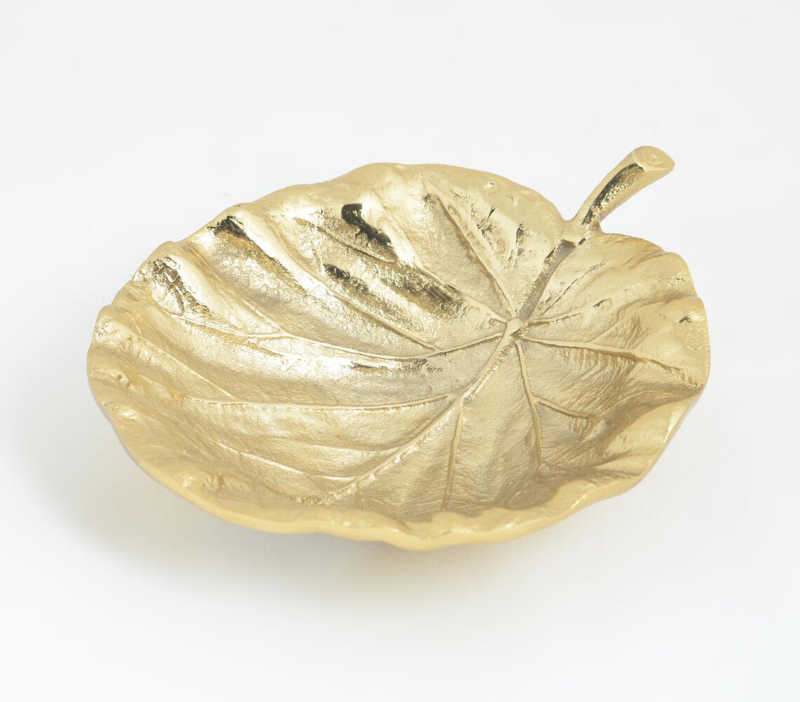 Gold-toned Glossy Aluminium Leaf Tray