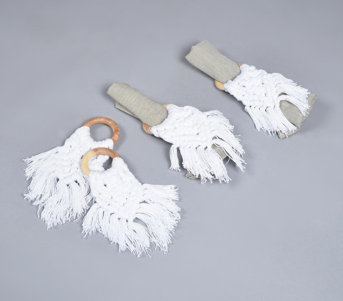 Macrame Napkin rings with Frayed Tassels (set of 4)