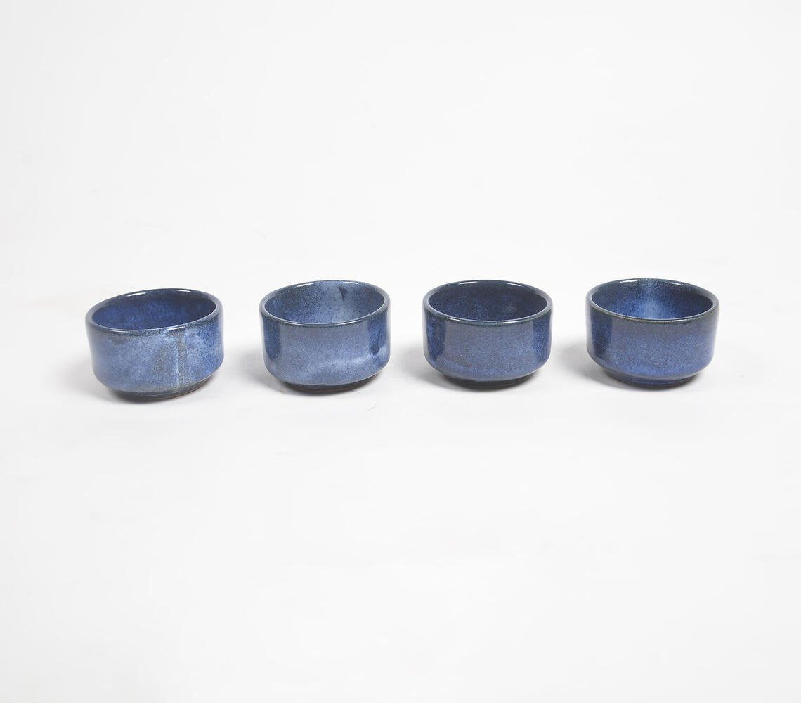 Marbled Blue Clay Tealight Holders (Set of 4)