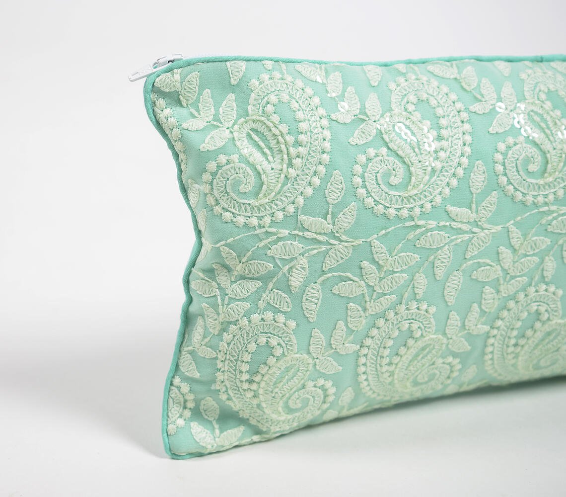 Paisley Hand Embroidered Lumbar Cushion Cover