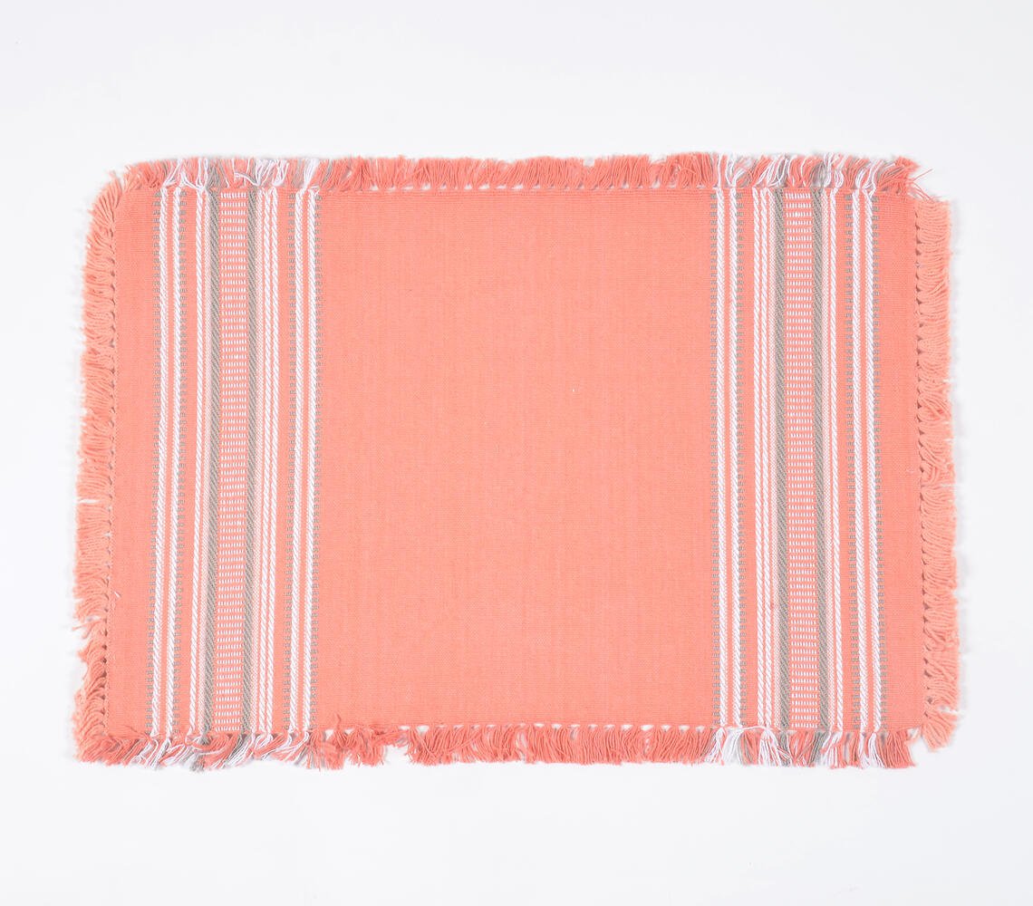 Roze placemats met franjesranden (set van 4)