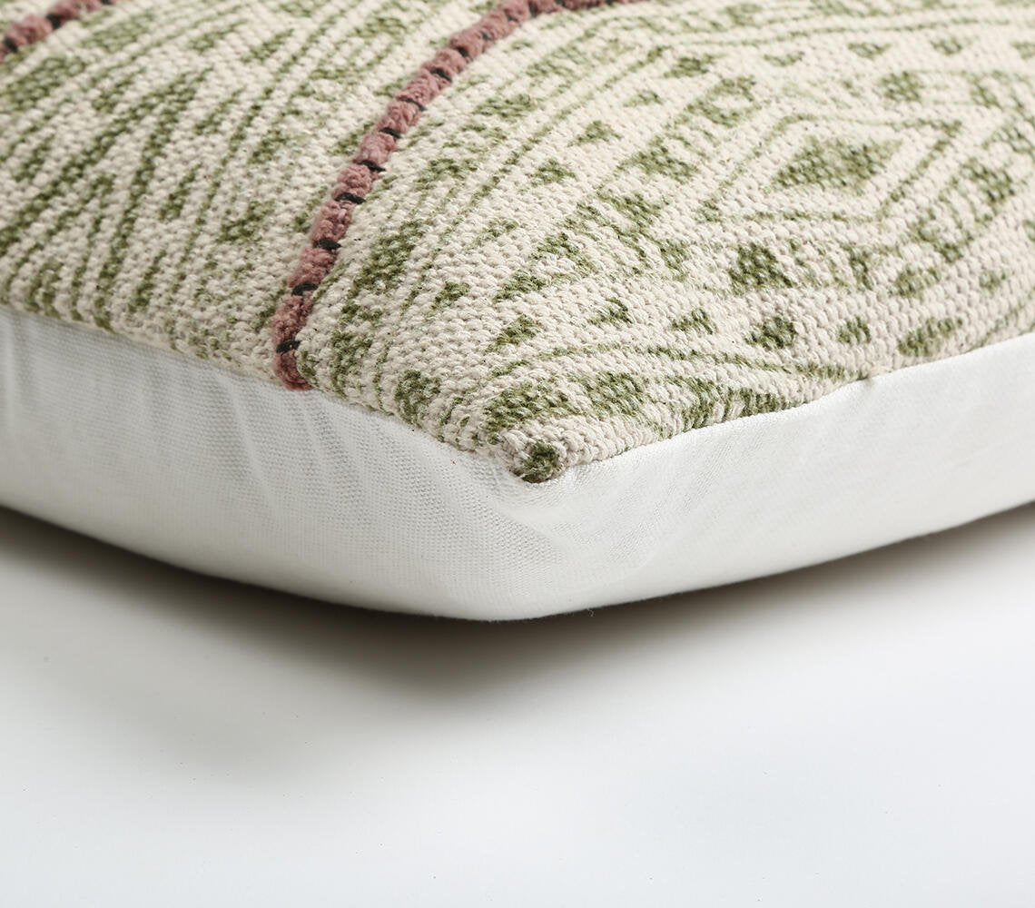 Block Printed & Embellished Lumbar Cushion cover