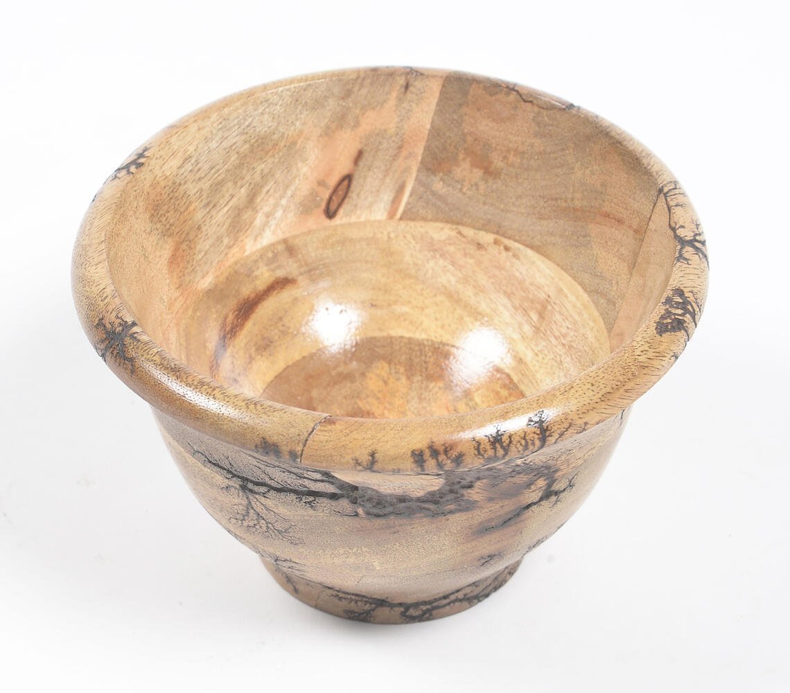 Turned Mango Wood Glossy Serving Bowls (Set of 2)