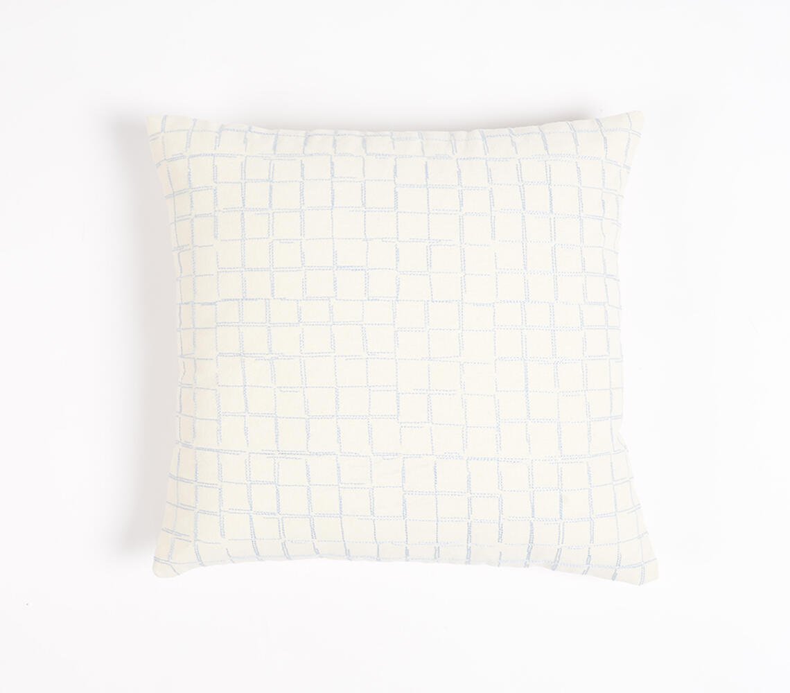 Embroidered Cotton Cushion cover, 16 x 16 inches