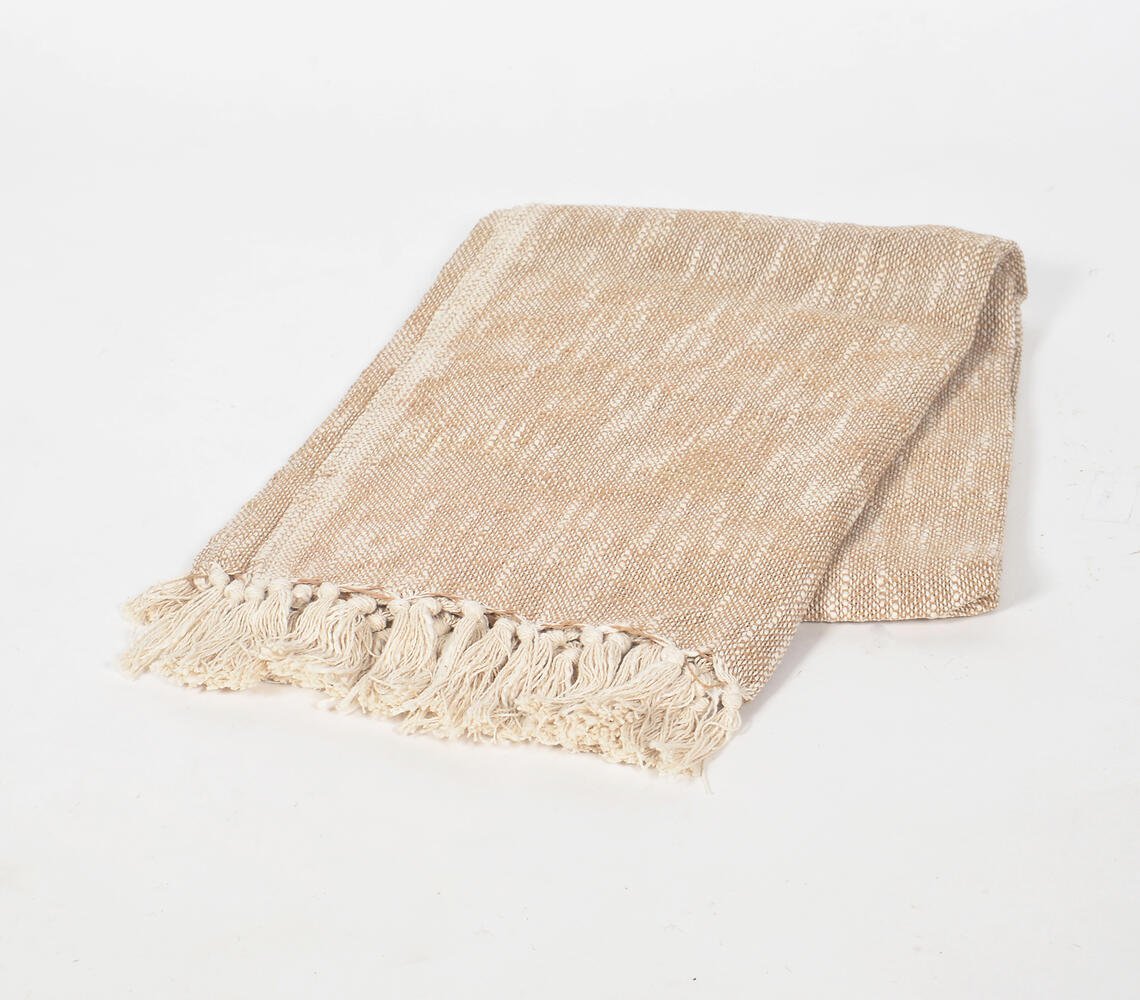 Solid Beige Cotton Throw