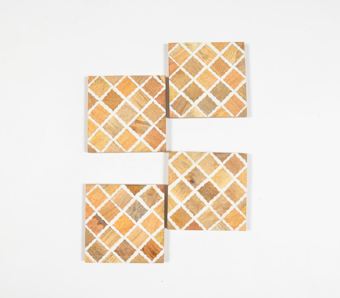 Diamond Mdf & Resin Coasters (set of 4)