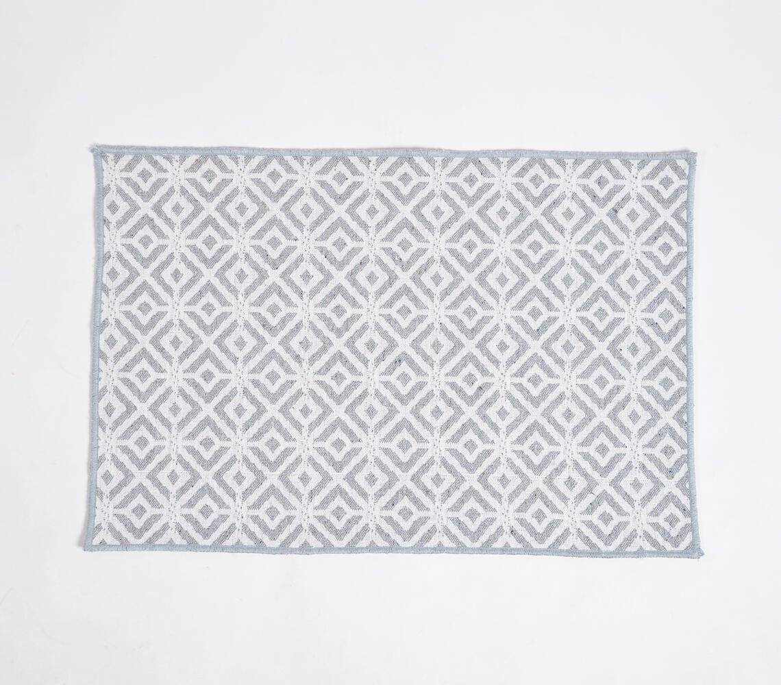 Woven Grey on White Diamond Placemats (set of 4)