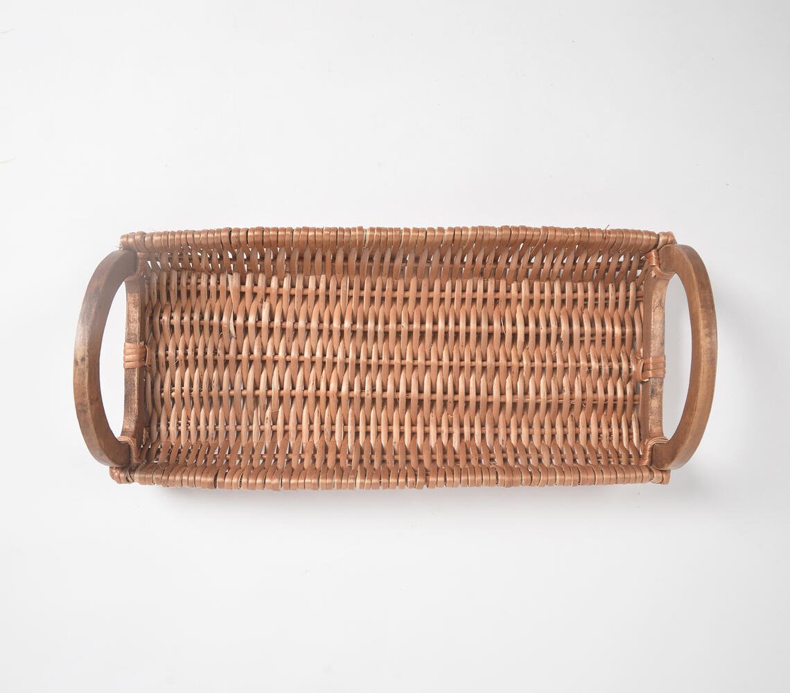 Earthy Statement Handwoven Wicker Serving Tray