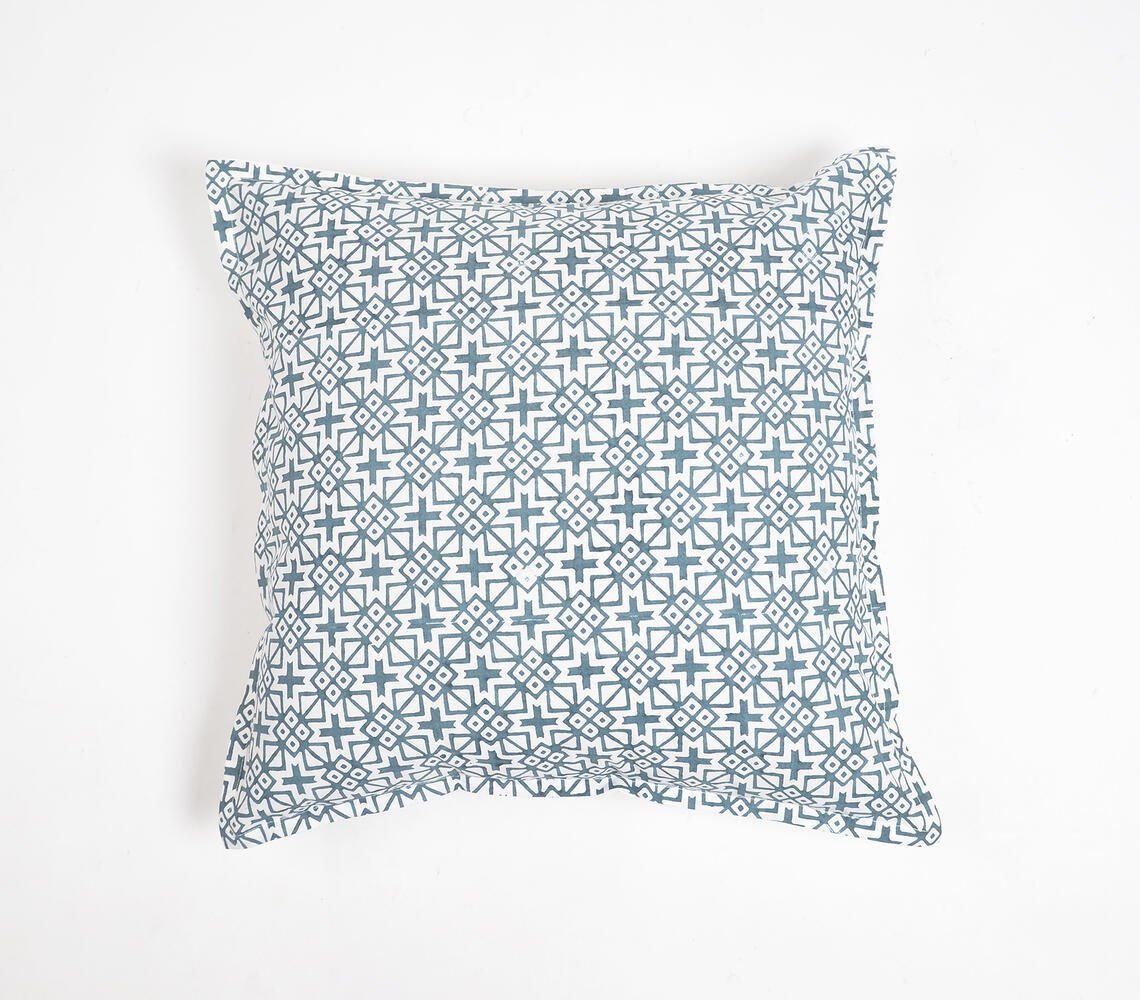 Geometric Monochrome Cotton Cushion Cover, 18 x 18 inches