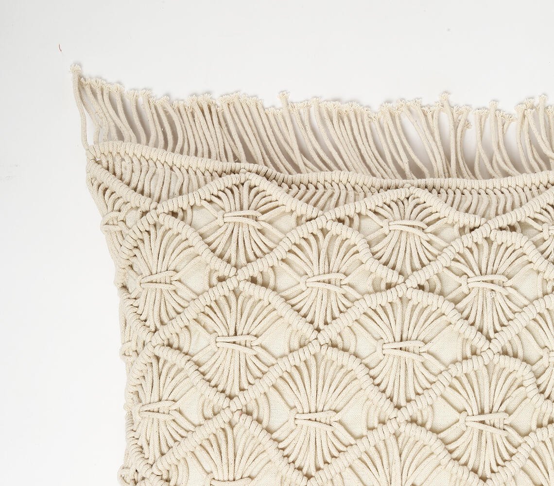 Macrame Fringed Cotton Cushion Cover 3