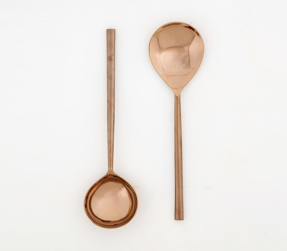 Rose-Gold Finish Stainless Steel Serving Spoons (Set of 2)