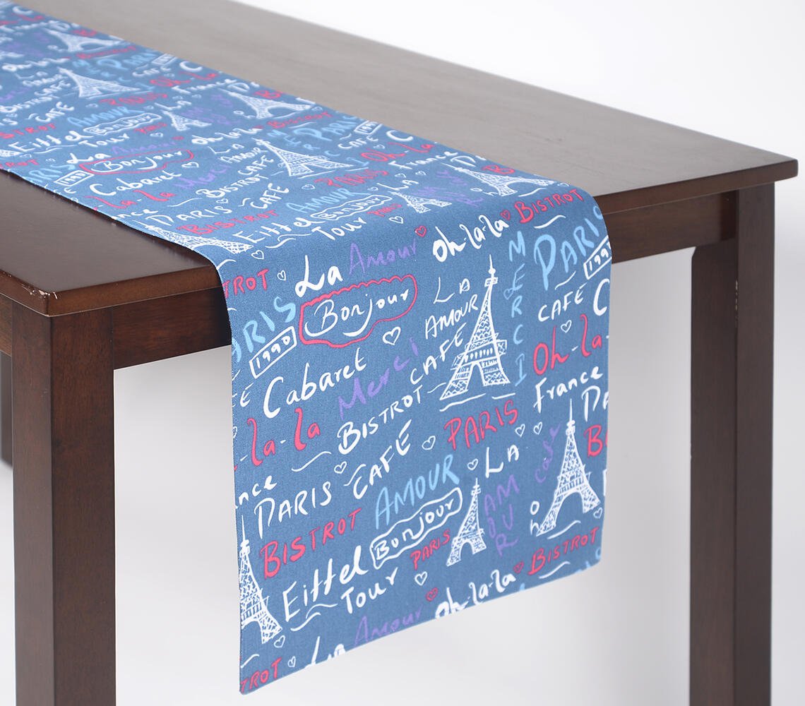 Typographic Paris-Themed Printed Table Runner