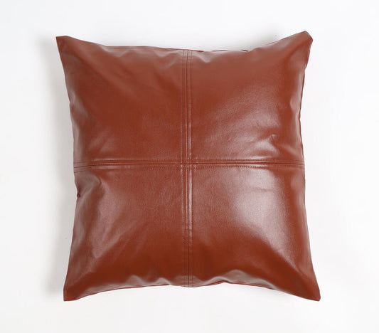 Hand Stitched Leather Solid Cushion Cover, 18 x 18 inches