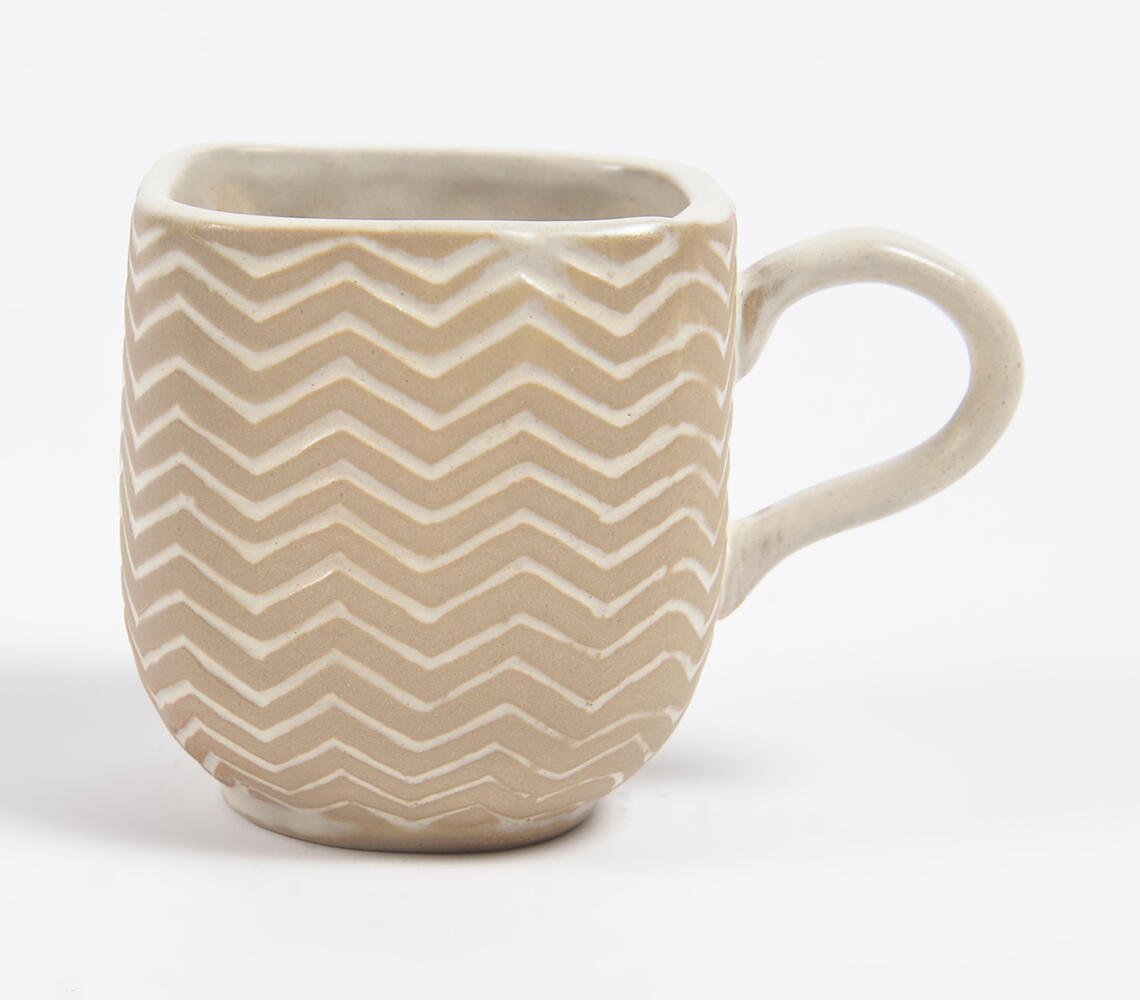 Taupe Chevron Ceramic Coffee Mug