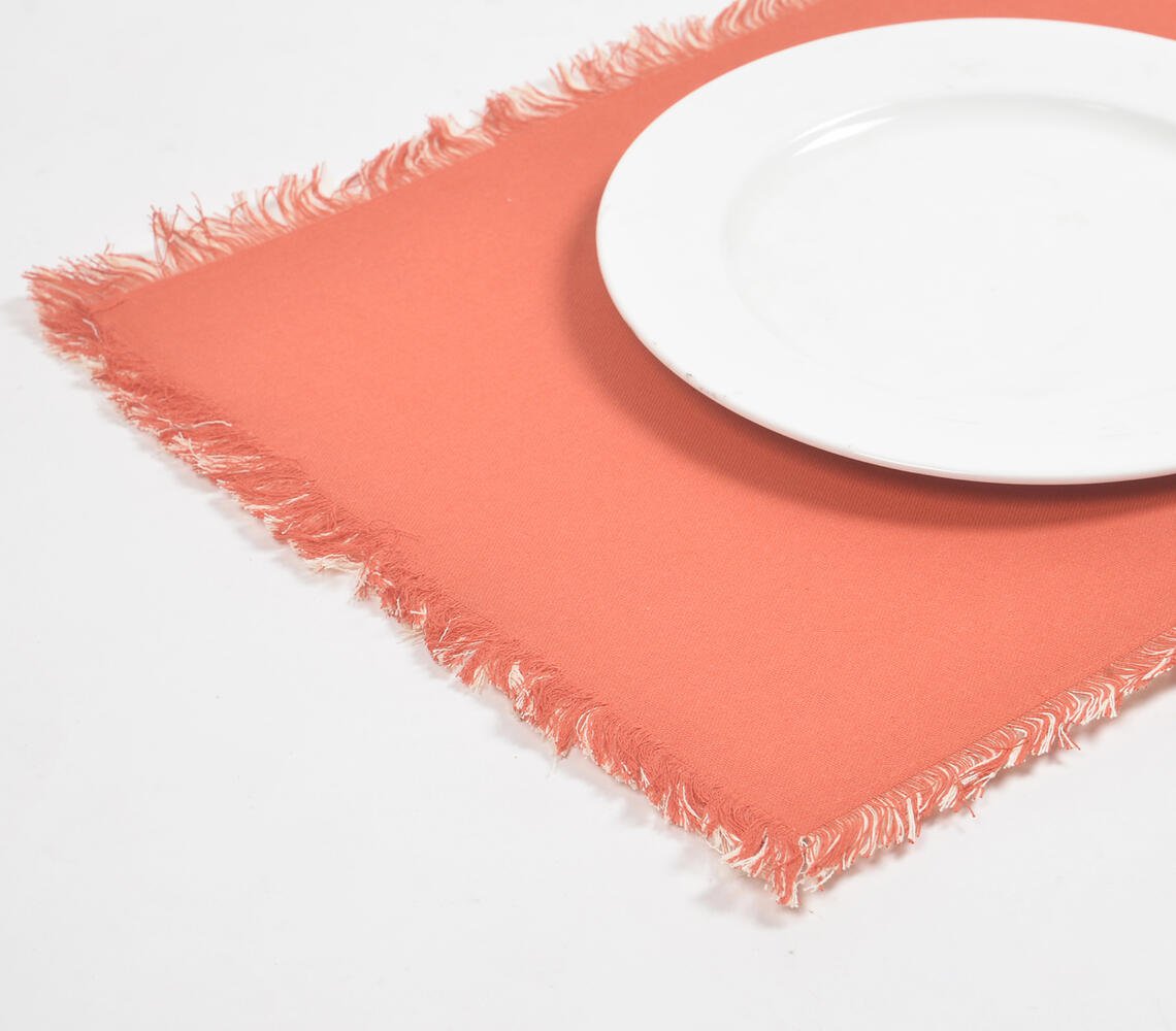 Solid Tangerine Placemats with Frayed Edges (set of 6)