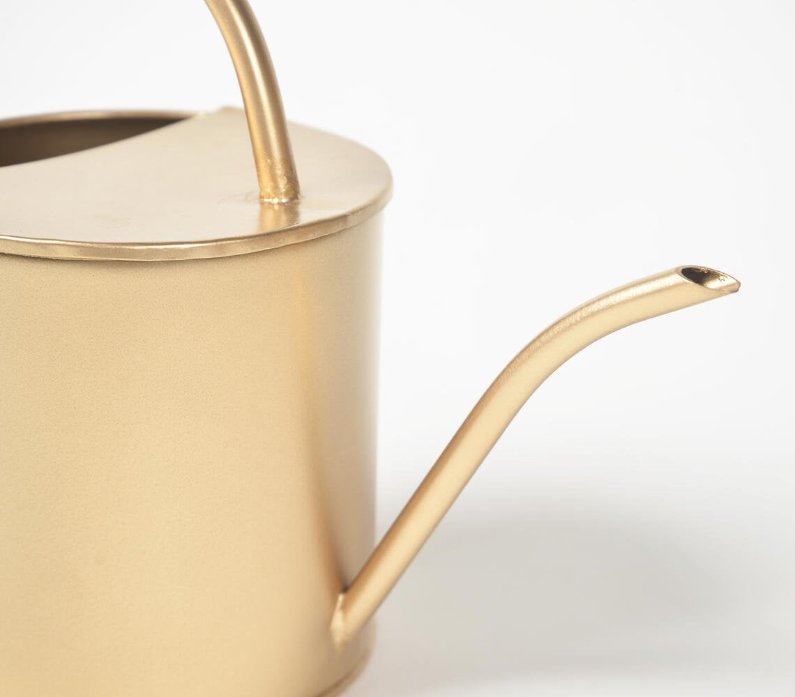 Handmade Metal Watering Can with Golden Finish