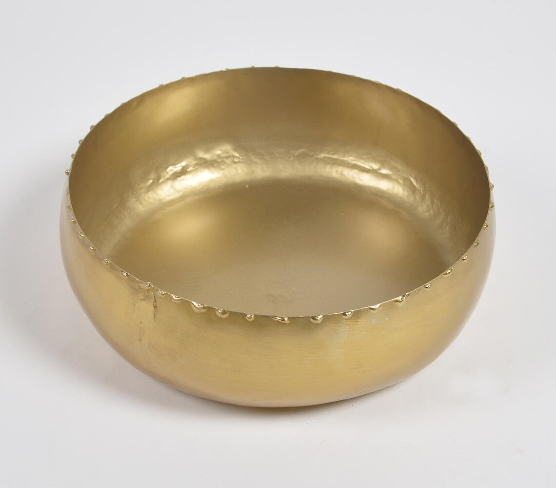 Traditional Gold-Toned Iron Serving Bowls (Set of 2)