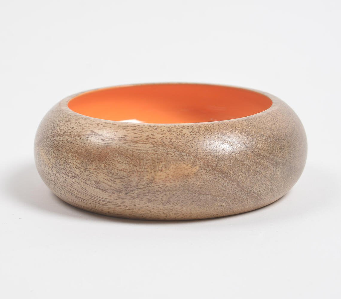 Raw Enameled Mango Wood Snack Bowl