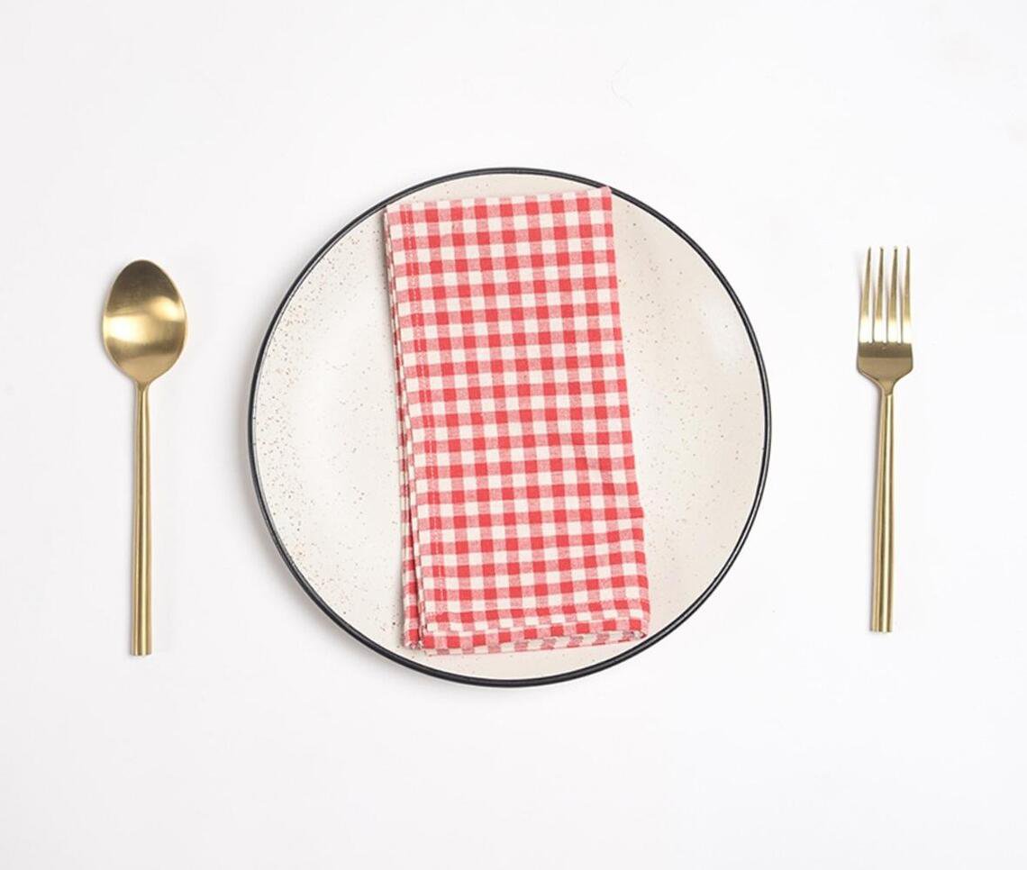 Mini Red Checkered Napkins (Set of 4)