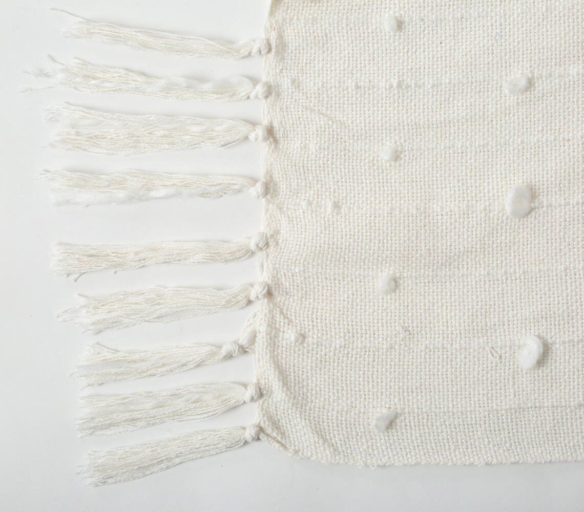 Cotton Wool Throw with Tufts & Tassels