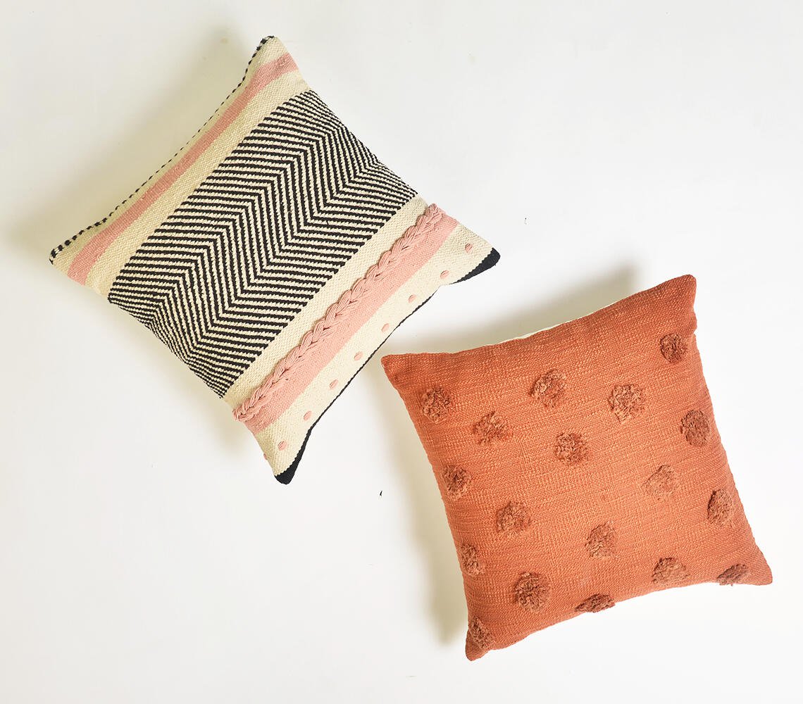 Polka Tufted Rust Orange Cushion cover