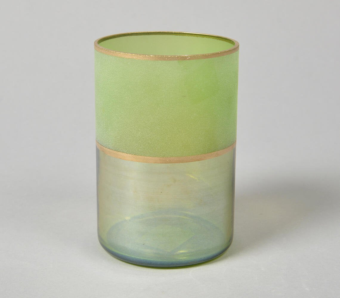 Frosted & Mercury Glass Cylindrical Votives (Set of 2)