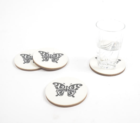 Monochromatic Butterfly MDF & Resin Coasters (Set of 4)