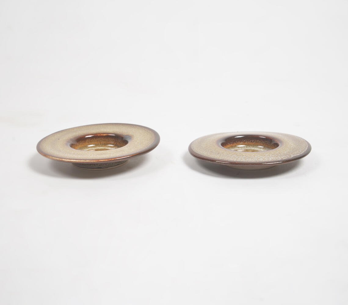 Plate-Shaped Clay Tealight Holders (Set of 2)