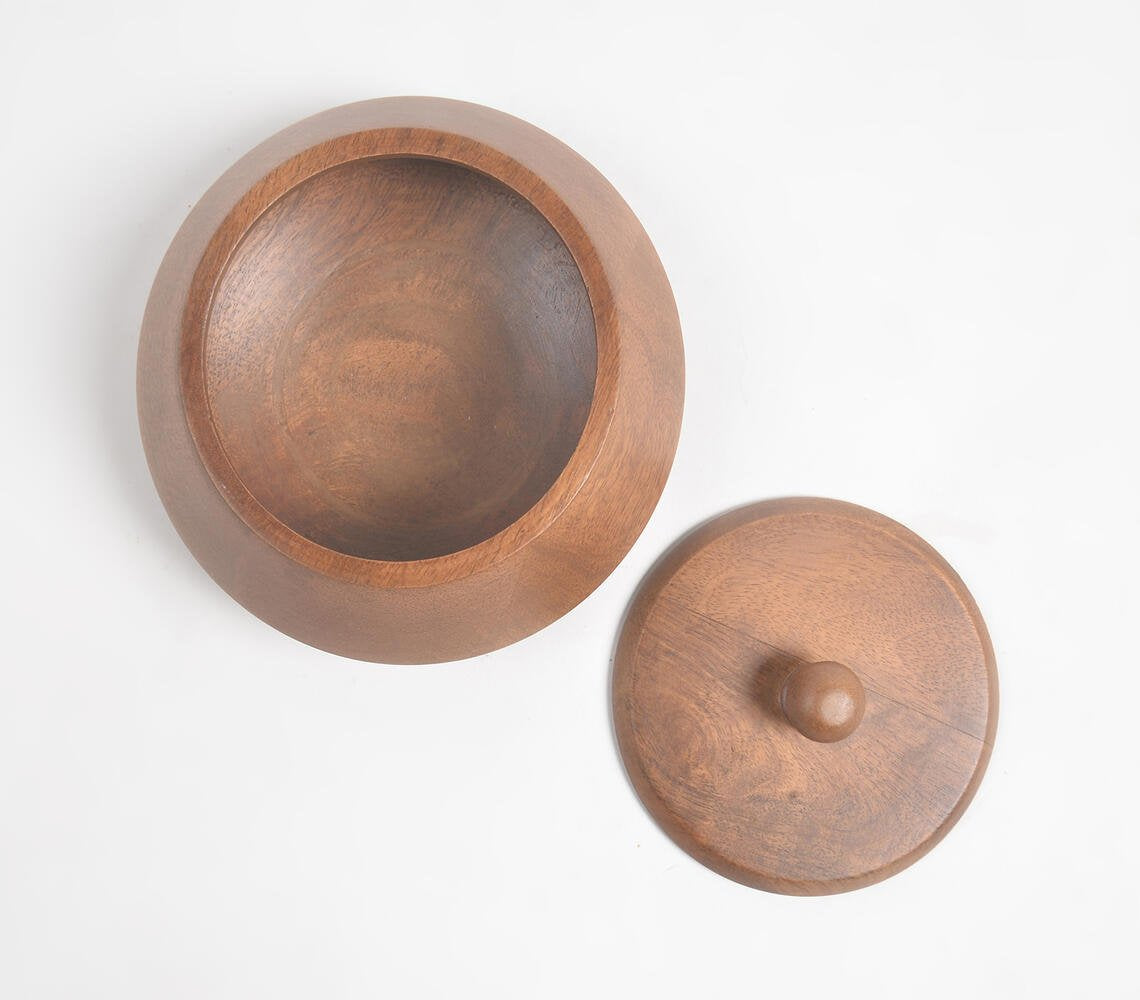 Classic Wooden Serving Bowl with Lid (Small)