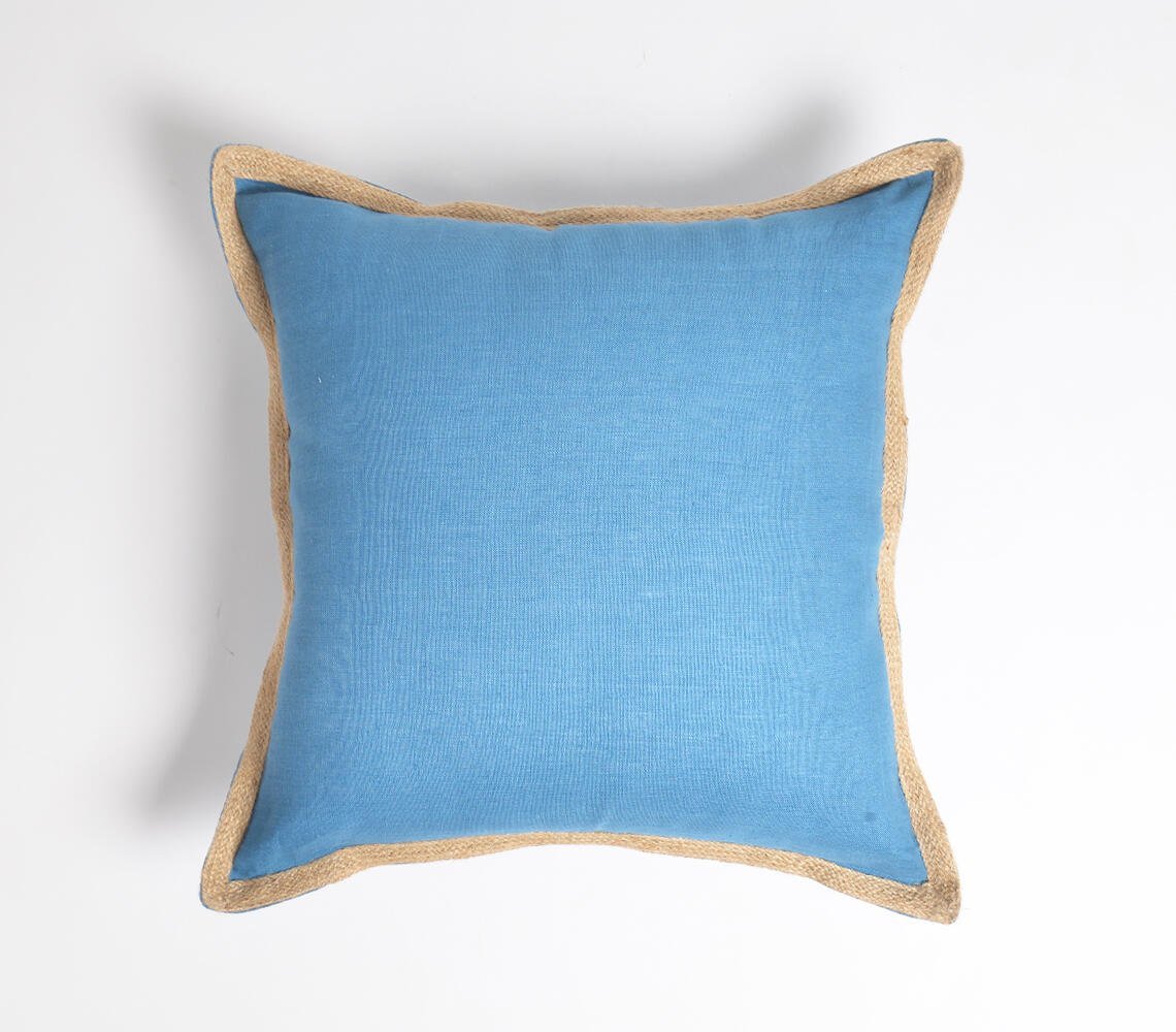 Jute Border Blue Cushion cover