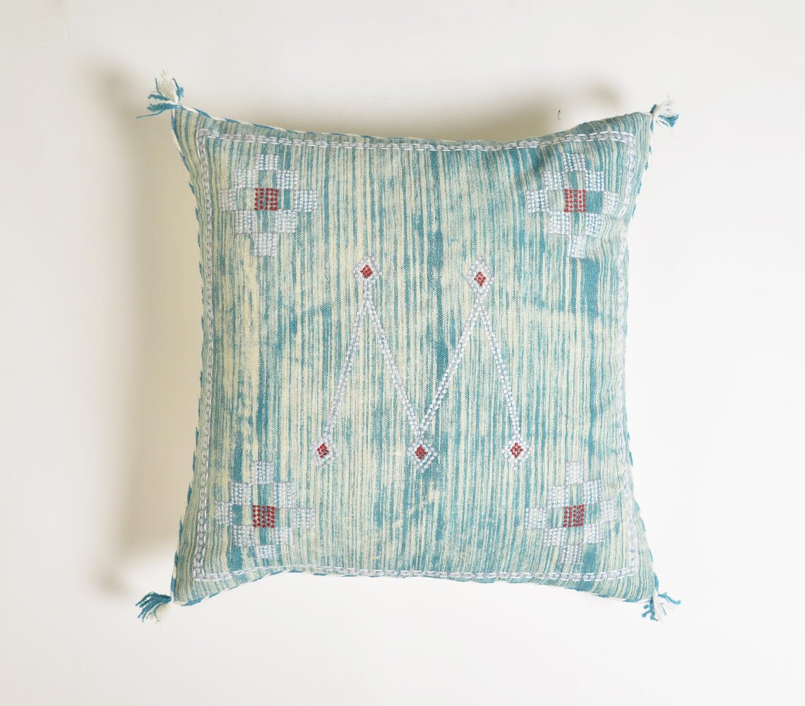 Teal Embroidered Cushion cover