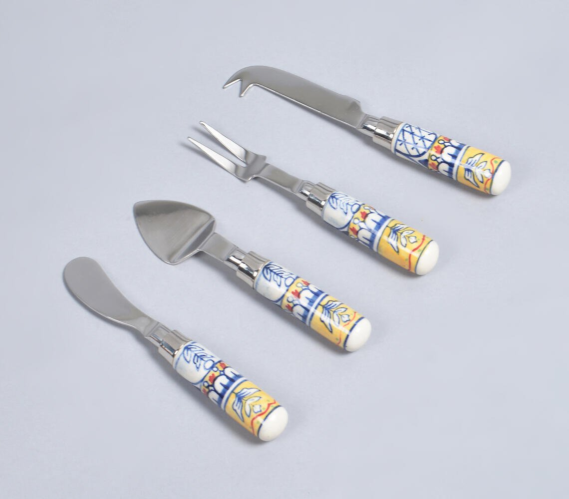 Hand Painted Ceramic & Stainless Steel Botanical Cutlery Set