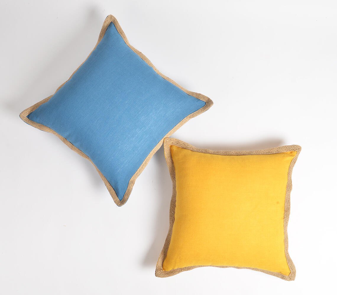 Jute Border Blue Cushion cover