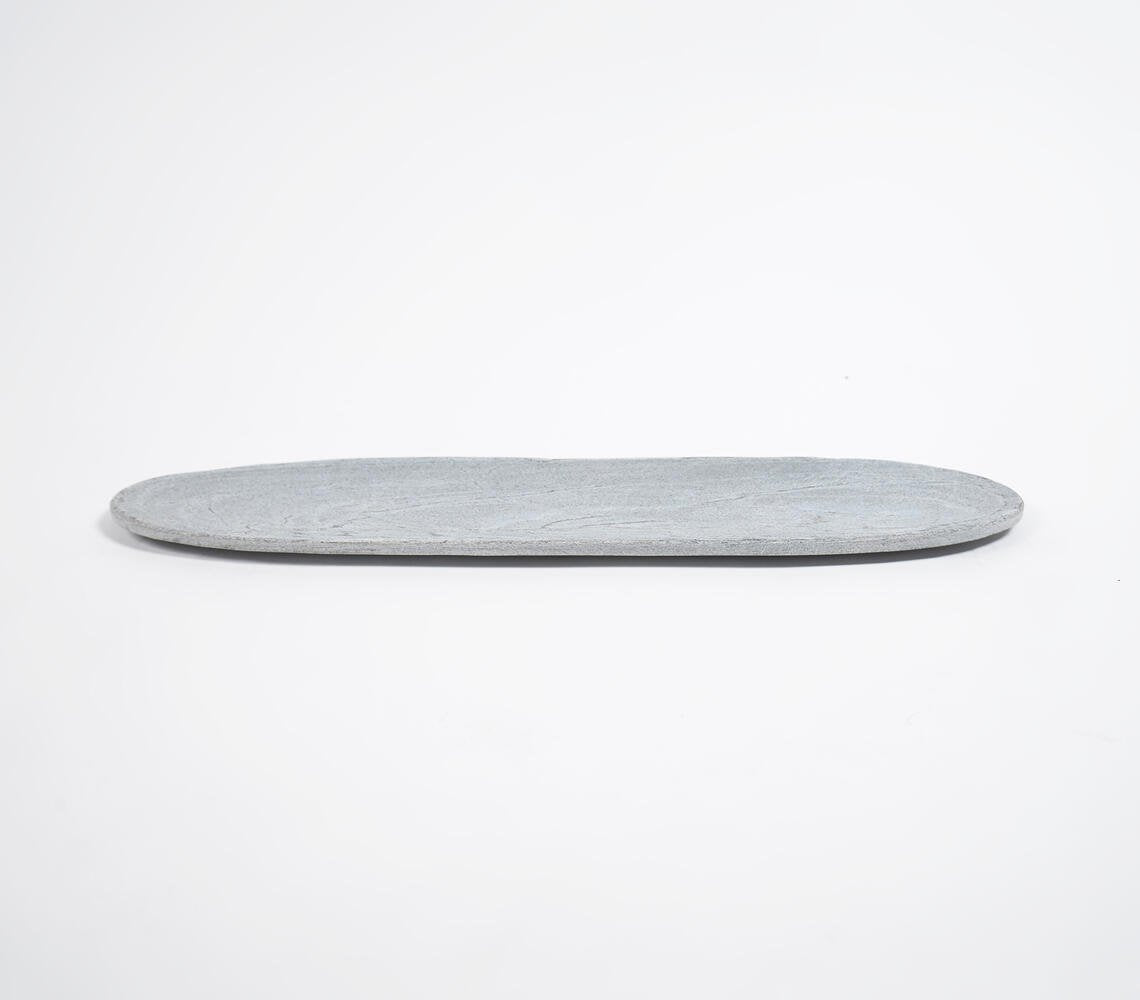 Hand Carved Grey Slate Oblong Serving Tray