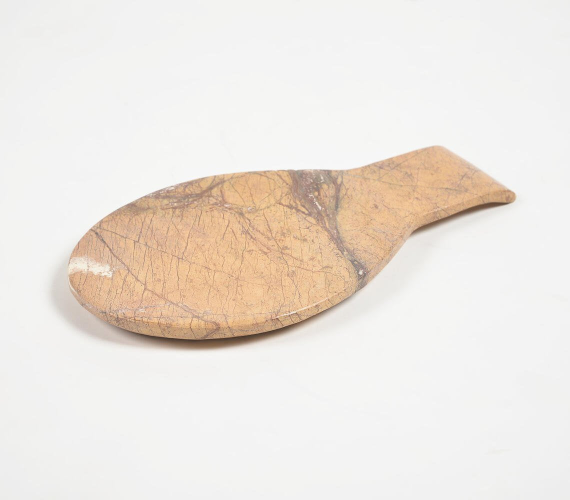 Fish-Shaped Ochre Marble Spoon Rest