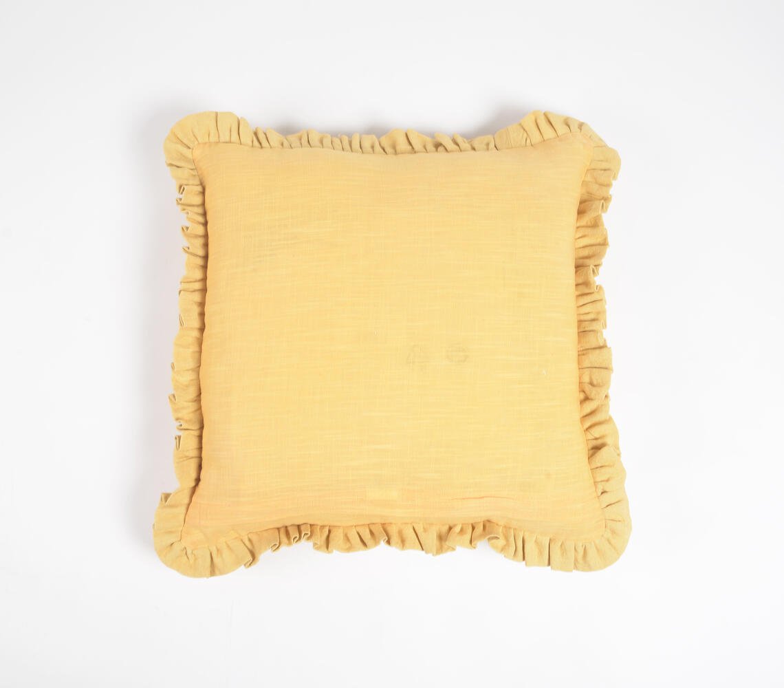 Solid Cushion Cover with Frilled Frame, 18 x 18 inches