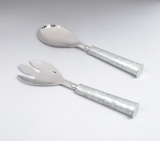 Stainless Steel & Galvanized Iron Salad Servering Spoons (Set of 2)