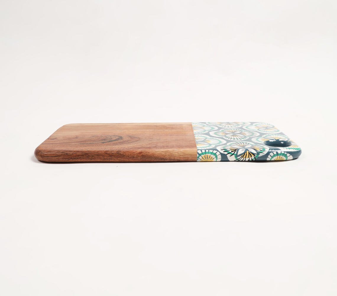 Enamelled Mango Wood Floral Cutting Board