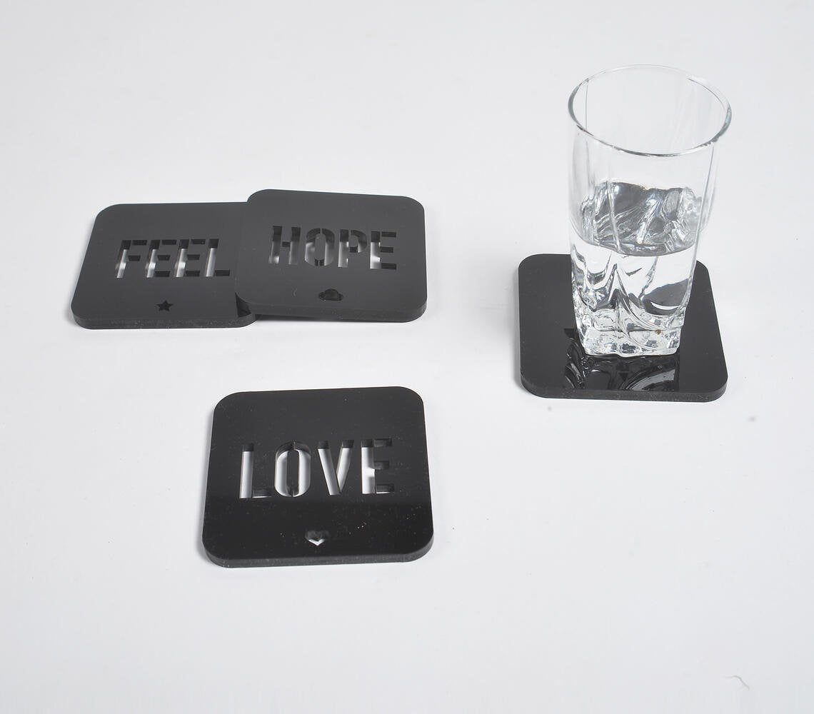 Laser Cut Acrylic Assorted Typographic Coasters (Set of 4)