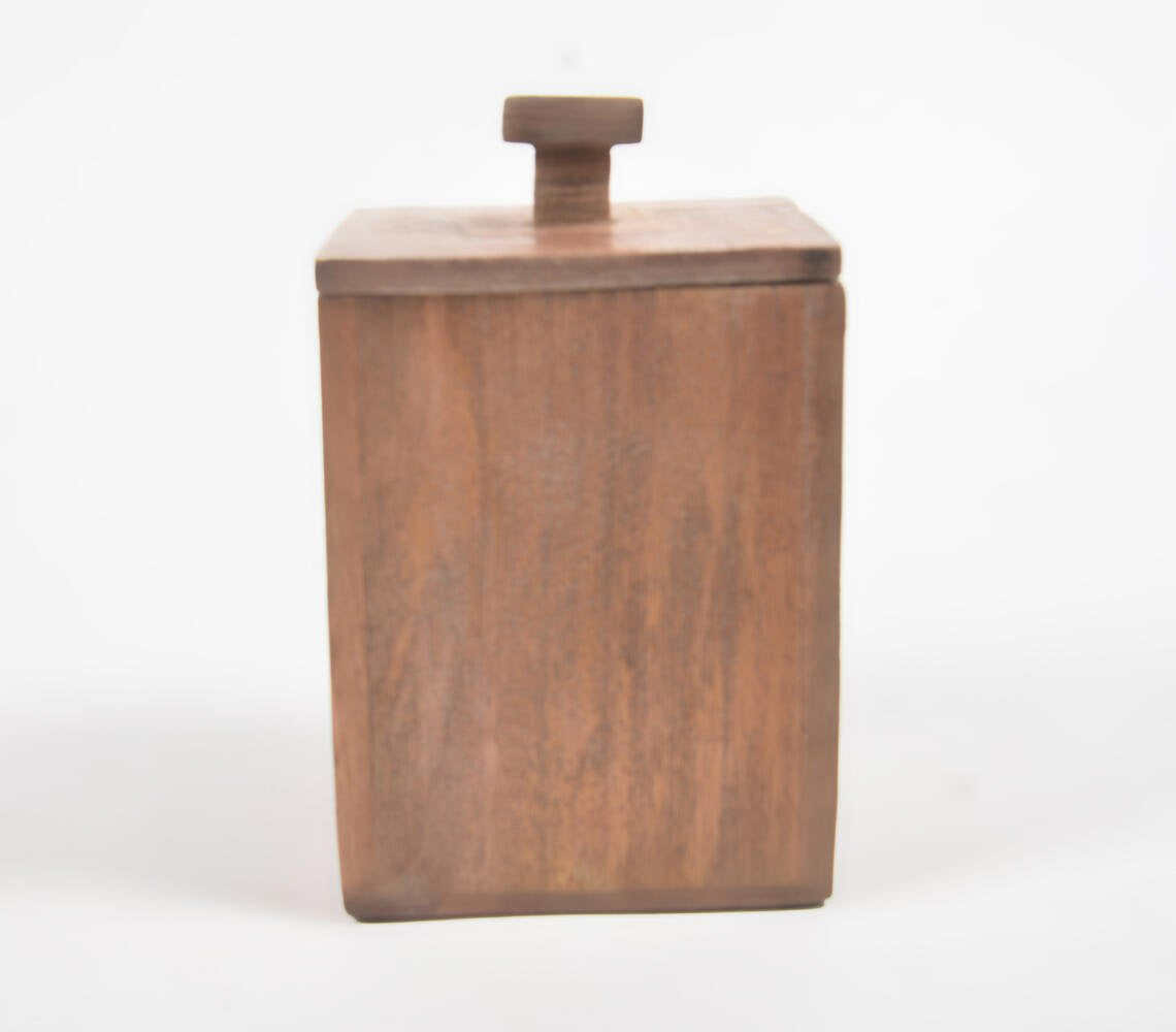 Wooden Square Jar With Air-Tight Lid